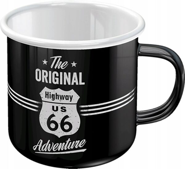 Kubek motocyklowy dla motocyklisty emaliowany Route 66 ładny prezent